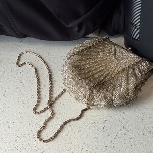 Glamorous Gold Beaded Evening Clutch